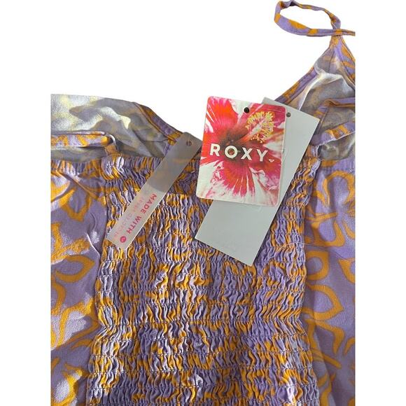 Roxy Vibrant Floral Ruched Crop Camisole Top - Size Medium - Picture 4 of 7